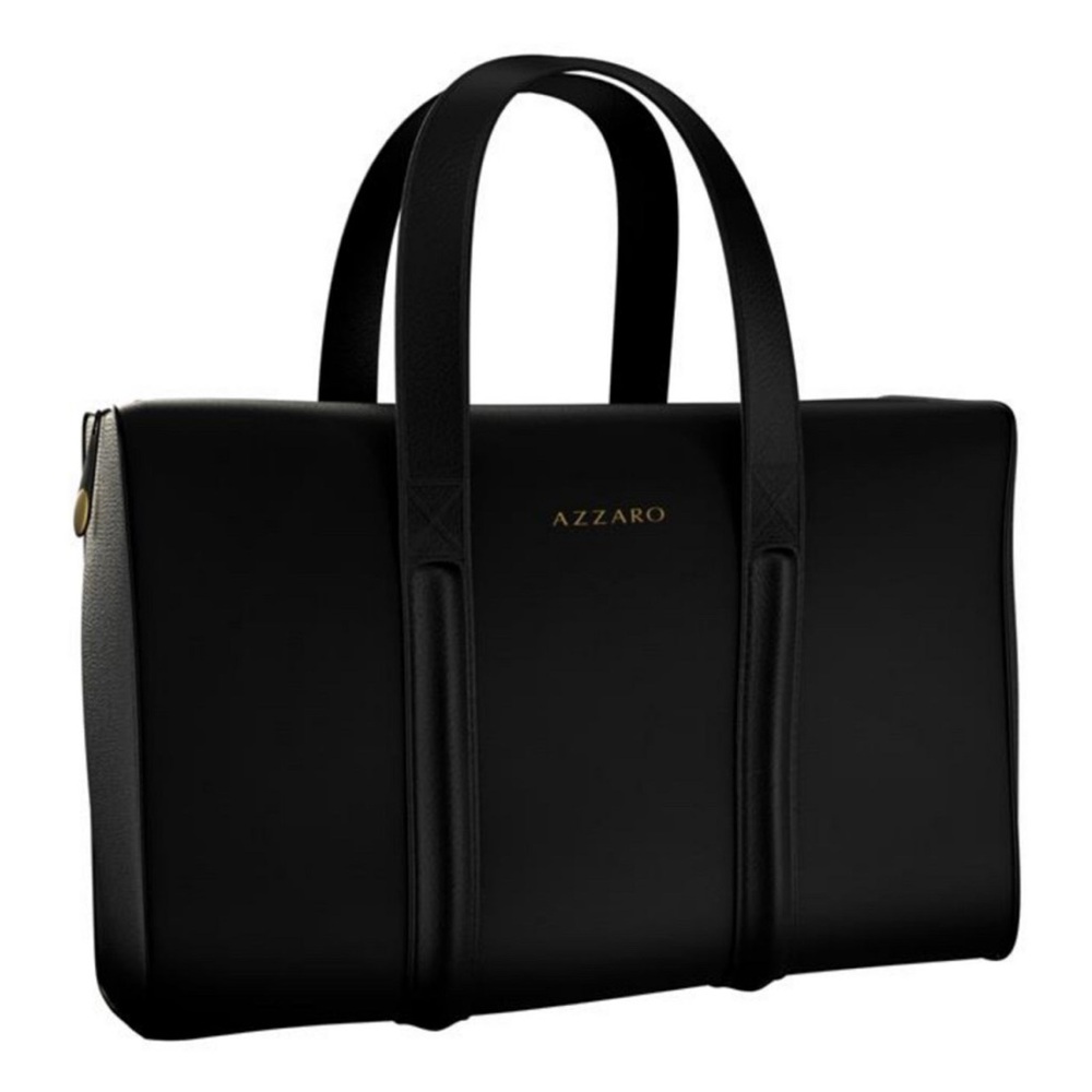 Azzaro Black Weekender Duffle Travel Bag Gold Hardware Brand New
